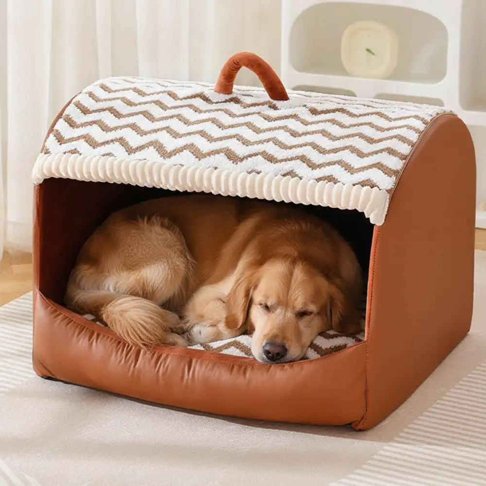 Cozy Cabin Portable Semi-Enclosed Dog Bed with Roo