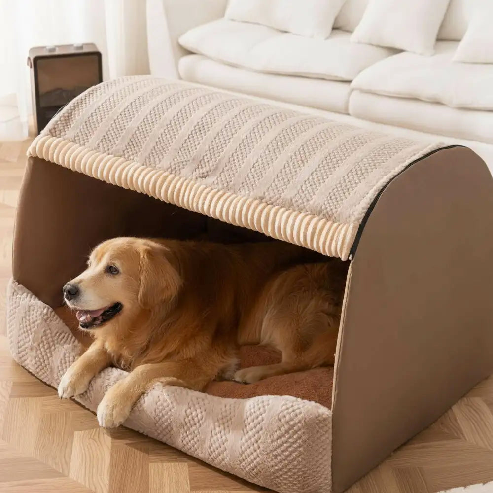 Cozy Cabin Portable Semi-Enclosed Dog Bed with Roo