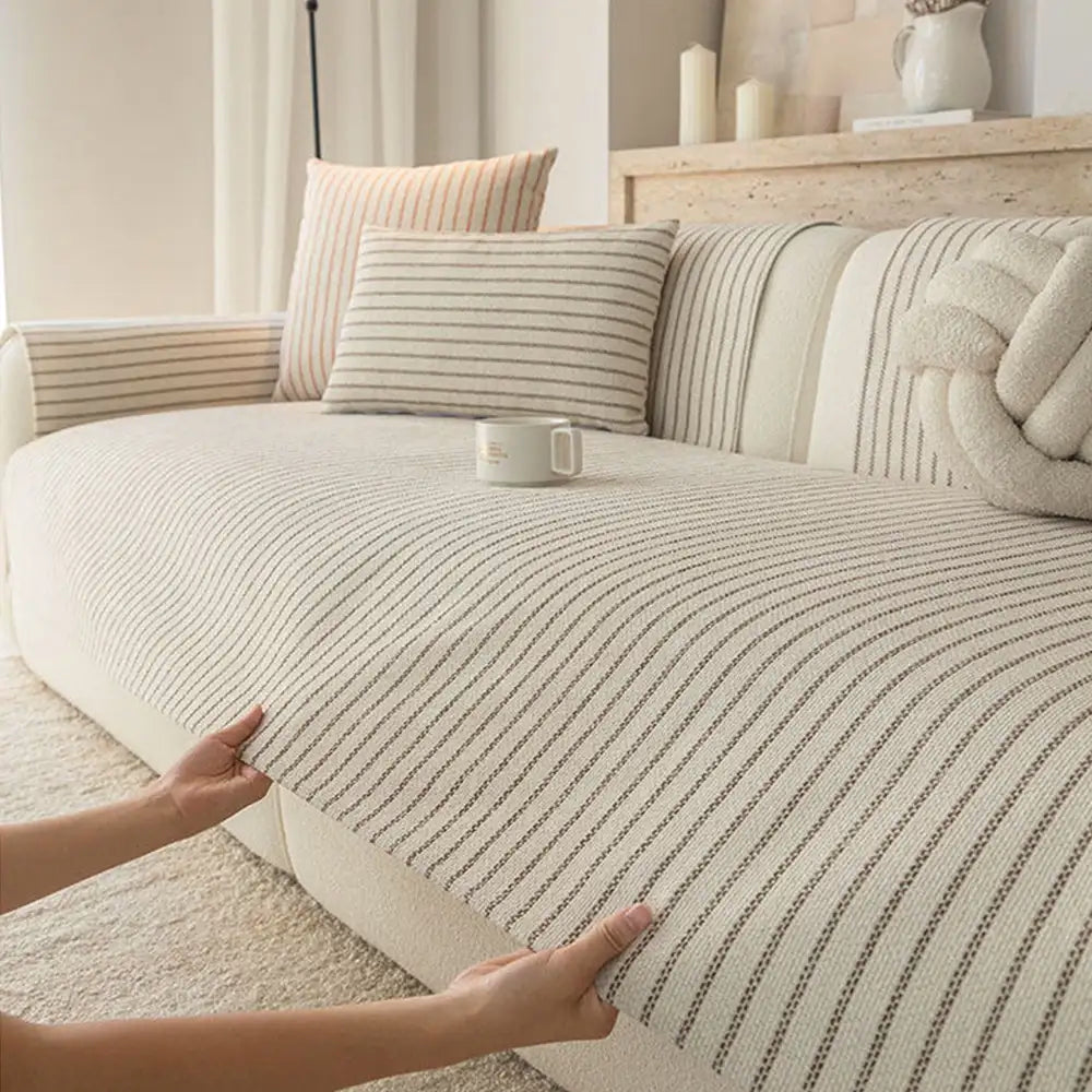 Faux Cotton-Linen Chenille Striped Breathable Scra