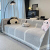 Herringbone Pattern Fringed Chenille Throw Couch C