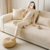 Modern Cream Vertical Stripes Fleece Couch Cover f