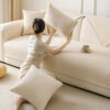 Modern Cream Vertical Stripes Fleece Couch Cover f