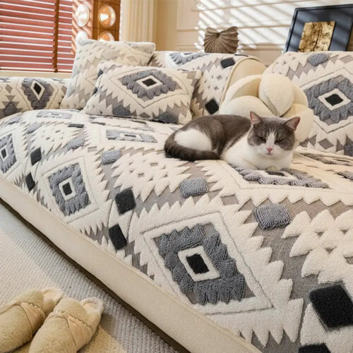 Modern Geometric Thick Plush Anti-Scratch Non-Slip