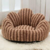 Petal-Shaped Striped Plush Pet Sofa Bed