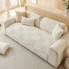 Plush Cream Geometric All Seasons Non-Slip Couch C