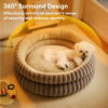 Round Plush Comfort Dog Bed With Raised Sides - Cu