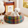 Round Plush Comfort Dog Bed With Raised Sides - Cu