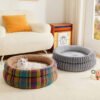 Round Plush Comfort Dog Bed With Raised Sides - Cu
