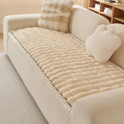 Solid-Color Fluffy Sofa Decor Thickened Couch Cove