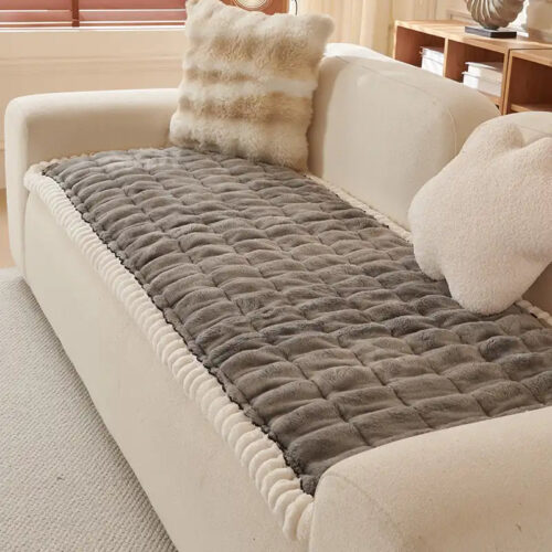 Solid-Color Fluffy Sofa Decor Thickened Couch Cove