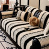 Striped Plush Chenille Thickened Cushion Protector
