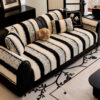 Striped Plush Chenille Thickened Cushion Protector