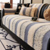 Striped Plush Chenille Thickened Cushion Protector