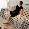 Stylish Checkered Fringed Tassel Chenille Sofa Pro