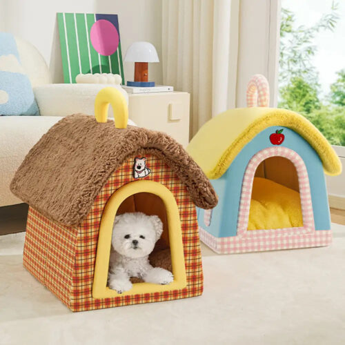 Vintage Plaid Cozy Plush Warm Foldable Cat Cave Do