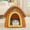 Vintage Plaid Cozy Plush Warm Foldable Cat Cave Do