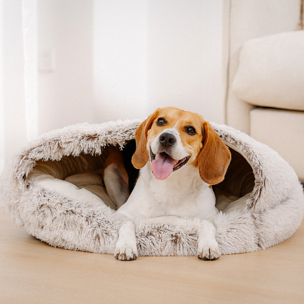 Calming Plush Semi-Enclosed Pet Nest Pita Bed For
