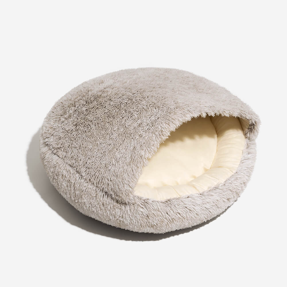Calming Plush Semi-Enclosed Pet Nest Pita Bed For