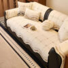 Wavy Pattern Anti-Scratch Plush Couch Cover