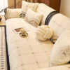 Wavy Pattern Anti-Scratch Plush Couch Cover