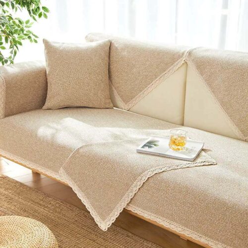 Hand-woven Cotton Linen Non-slip Couch Cover for A