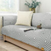 Ice Silk Cooling Geometric Couch Cover Antimicrobi