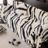 Luxurious Zebra-Print Fluffy Plush Sofa Protector 