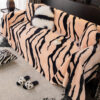 Luxurious Zebra-Print Fluffy Plush Sofa Protector 
