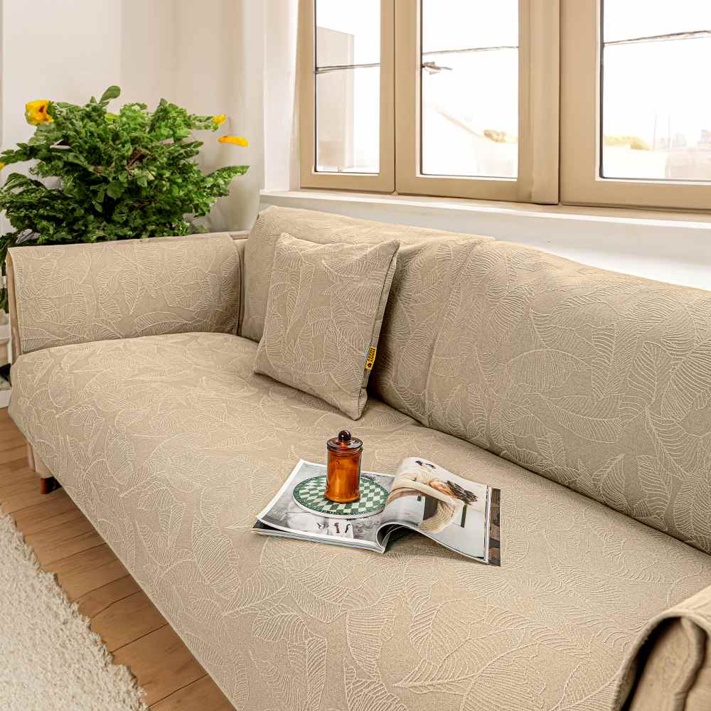Luxury Solid Color Leaf Textured Jacquard Sofa Pro