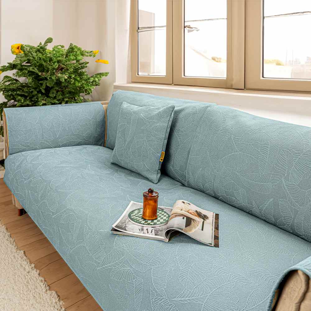 Luxury Solid Color Leaf Textured Jacquard Sofa Pro