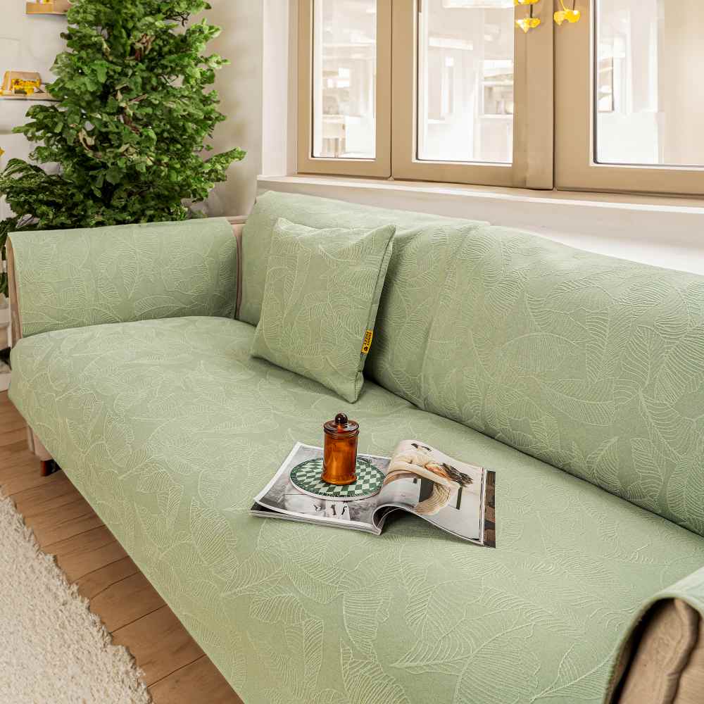 Luxury Solid Color Leaf Textured Jacquard Sofa Pro
