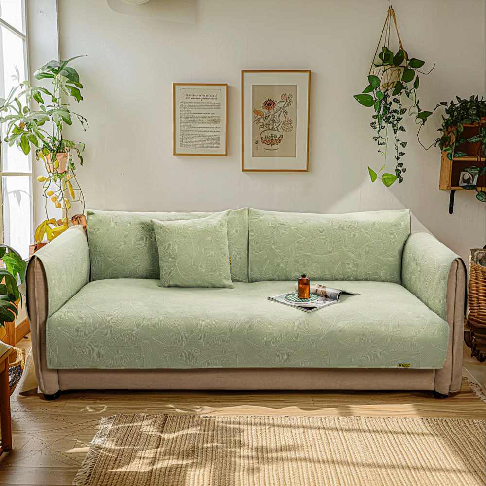 Luxury Solid Color Leaf Textured Jacquard Sofa Pro
