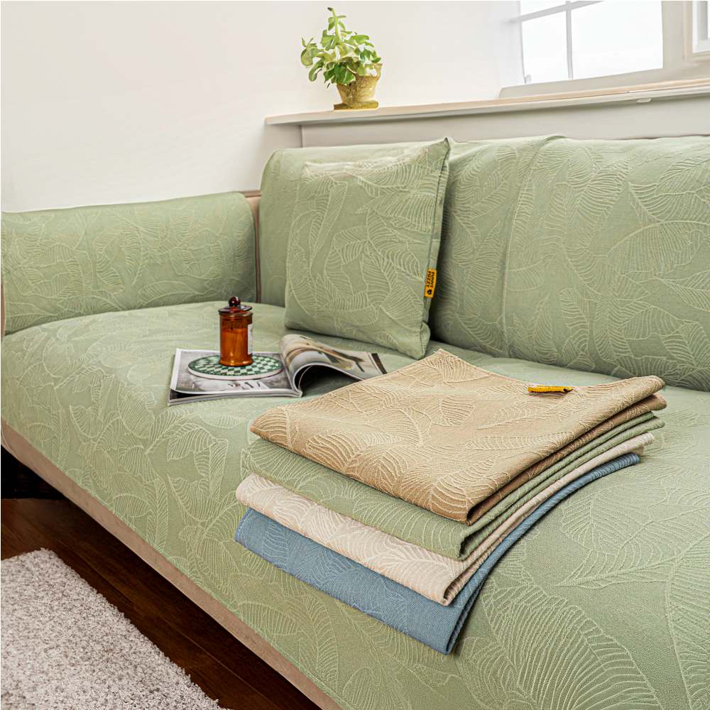 Luxury Solid Color Leaf Textured Jacquard Sofa Pro