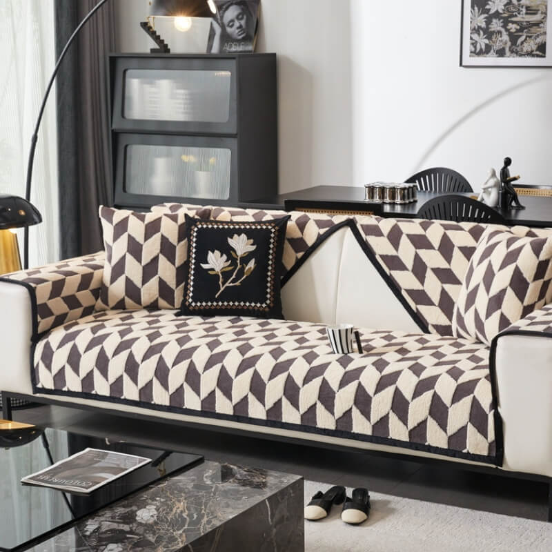 Modern Diamond Plush Sofa Decoration Non-Slip Couc
