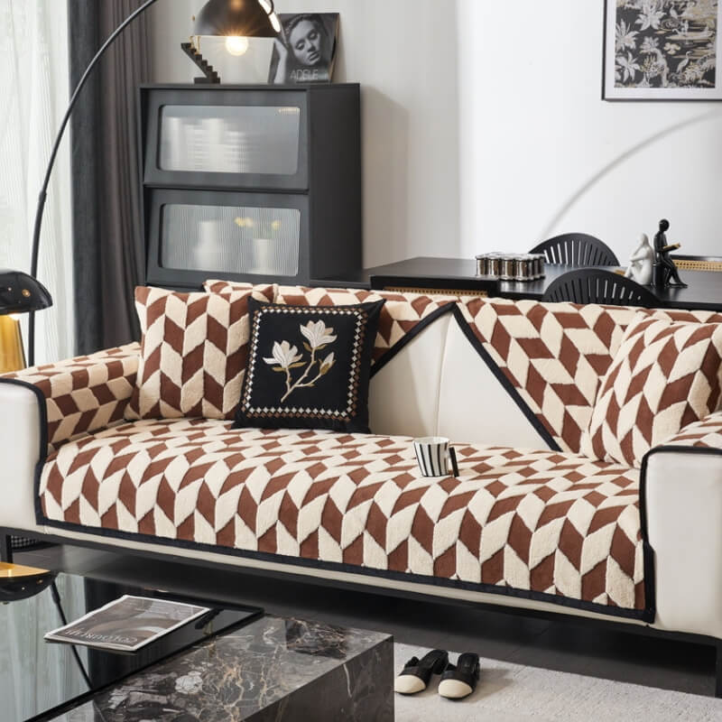 Modern Diamond Plush Sofa Decoration Non-Slip Couc