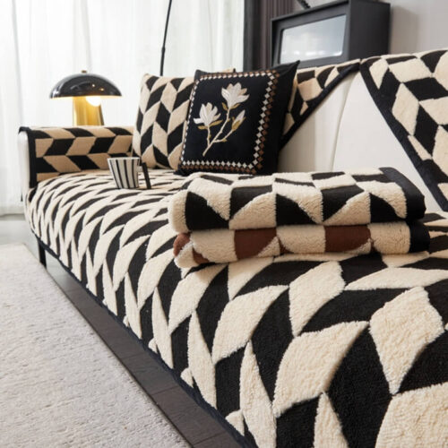 Modern Diamond Plush Sofa Decoration Non-Slip Couc