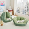 Multifunctional Semi-Enclosed Cave Dog Bed Warming