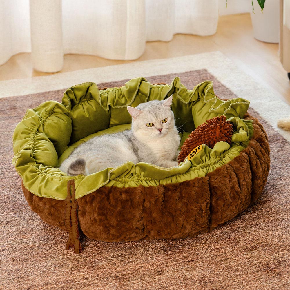 Nature-Inspired Adjustable Calming Dog Bed - Plush