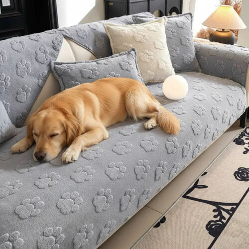 Paw Print Cute Plush Thick Sofa Decoration Non-sli