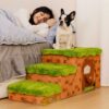 Retro Pixel Handcrafted Foldable Pet Stairs With S