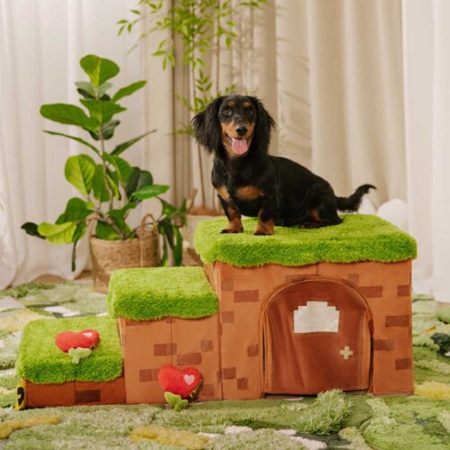 Retro Pixel Handcrafted Foldable Pet Stairs With S