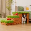 Retro Pixel Handcrafted Foldable Pet Stairs With S
