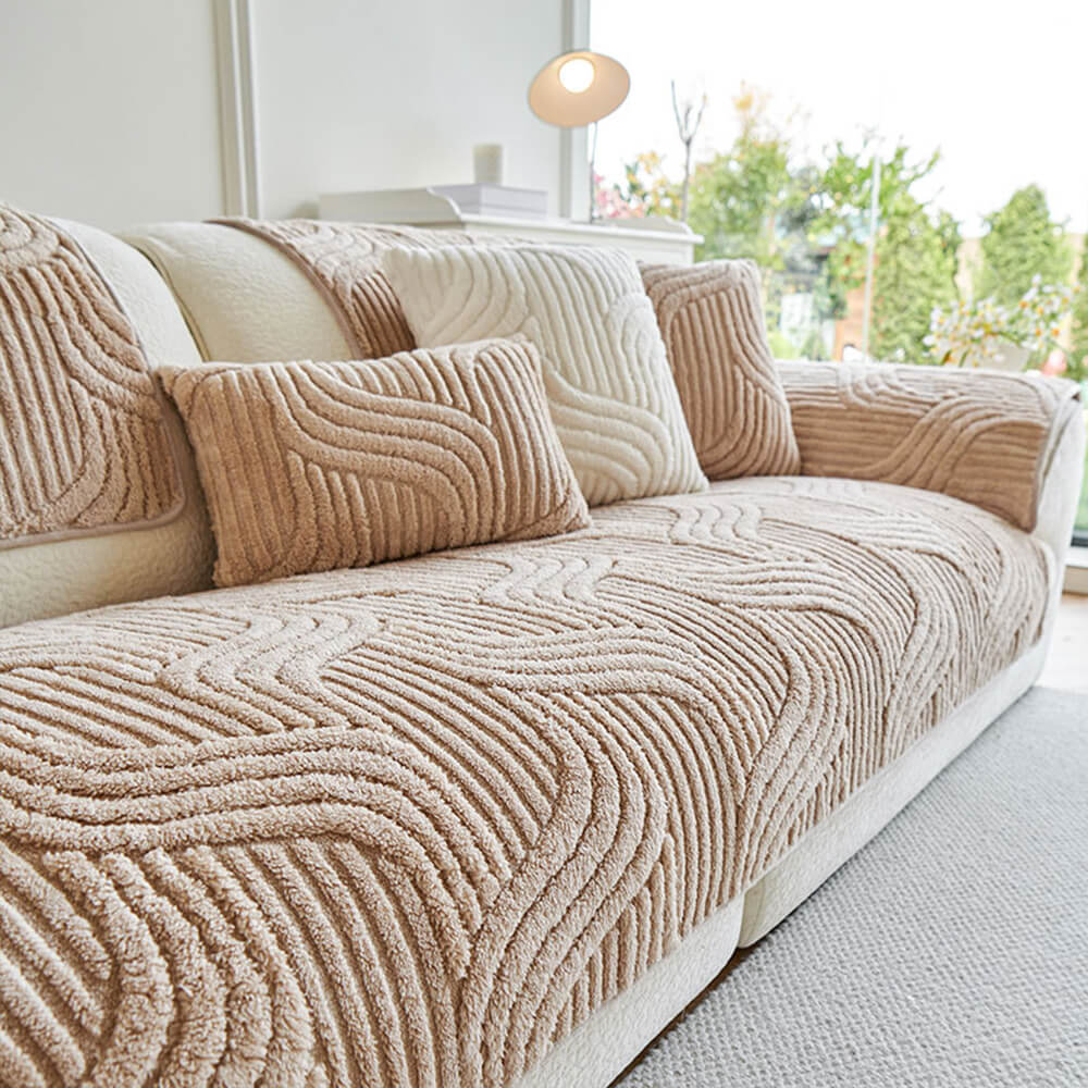 Modern Geometric Soft Plush Non-slip Sofa Protecto