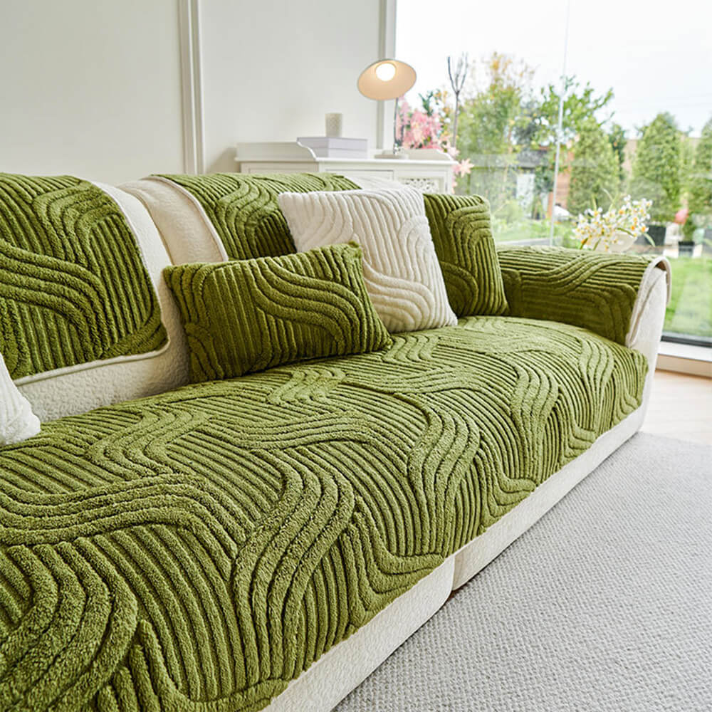 Modern Geometric Soft Plush Non-slip Sofa Protecto