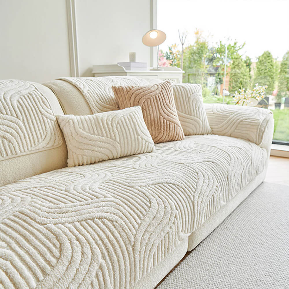 Modern Geometric Soft Plush Non-slip Sofa Protecto