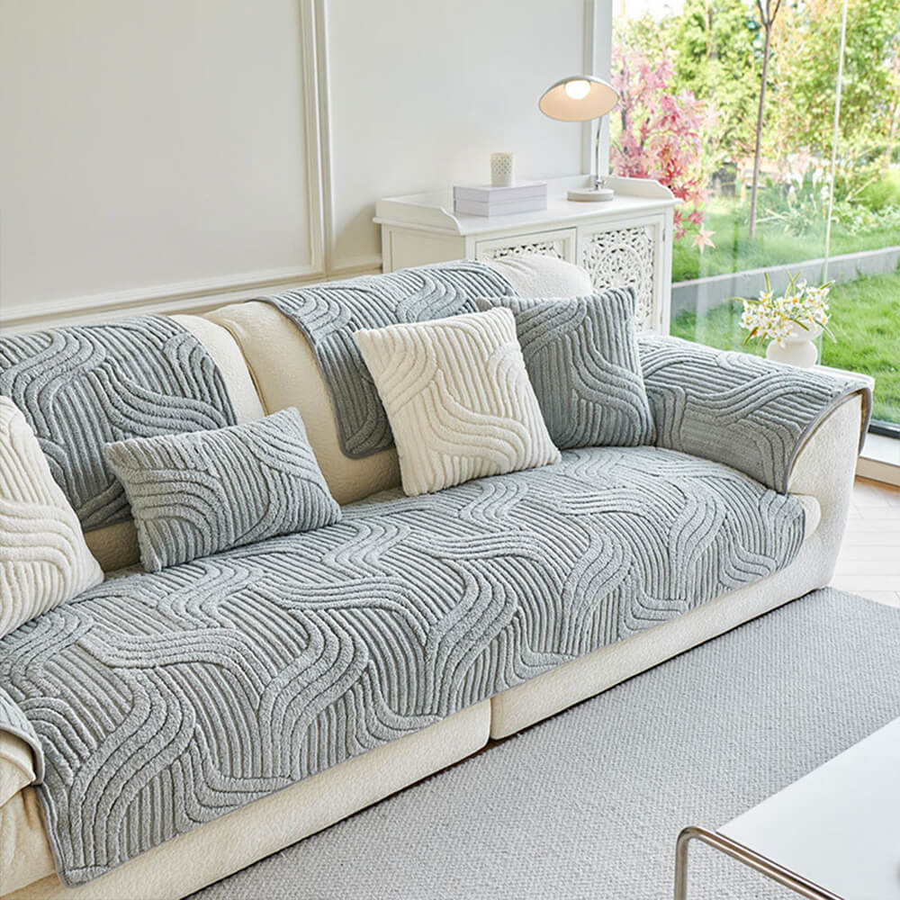 Modern Geometric Soft Plush Non-slip Sofa Protecto