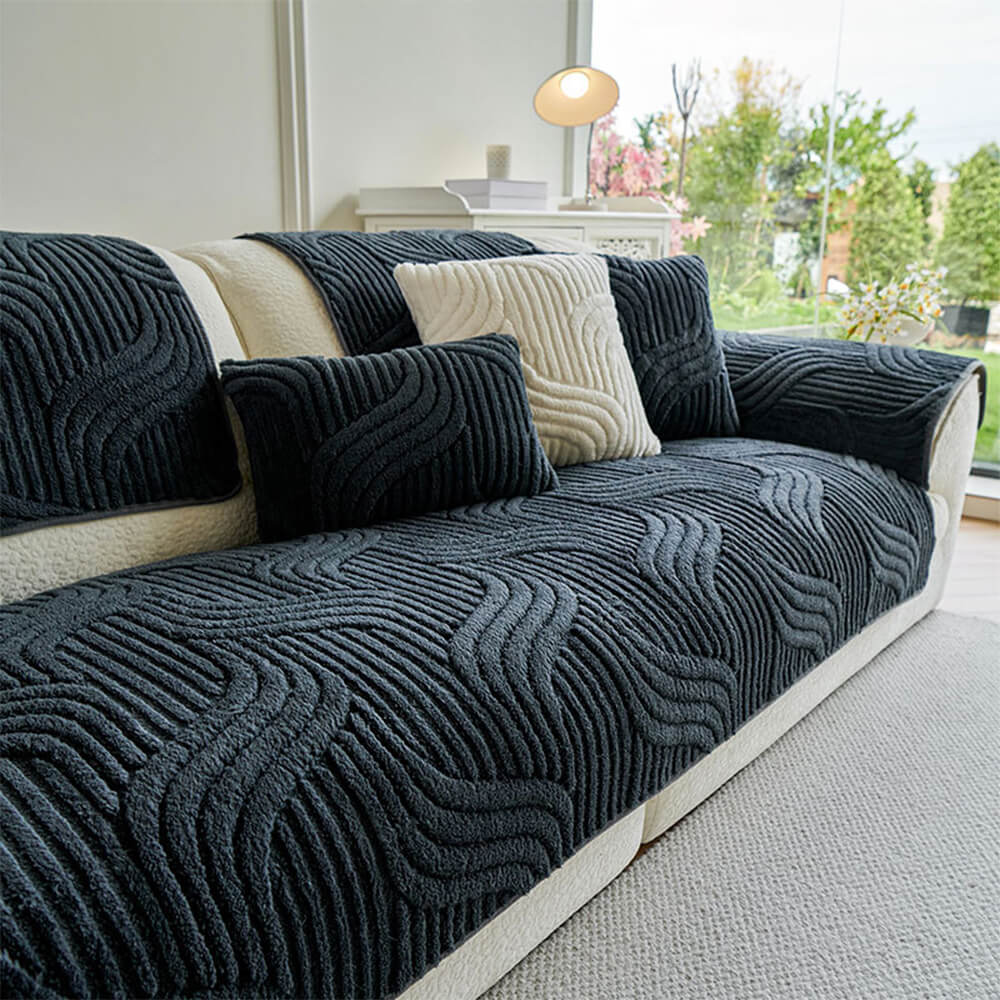 Modern Geometric Soft Plush Non-slip Sofa Protecto