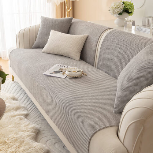 Simple Solid Colour Plush Furniture Protector Couc