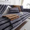 Striped Faux Rabbit Fur Sofa Protector Durable And