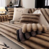 Striped Faux Rabbit Fur Sofa Protector Durable And